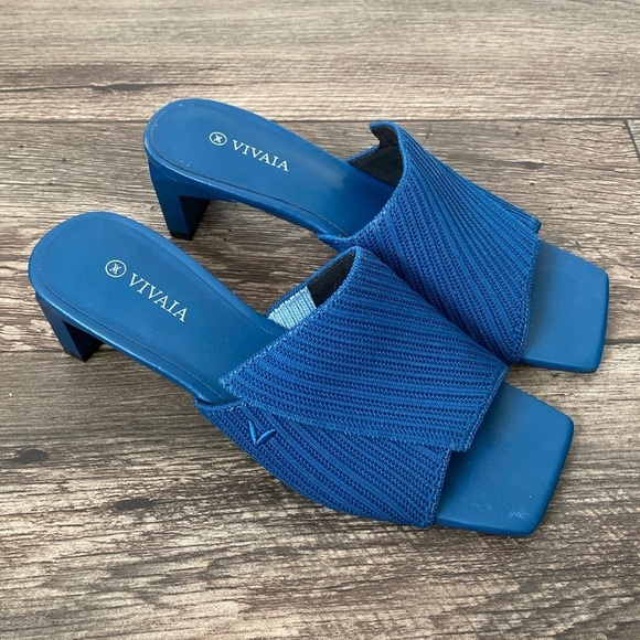Vivaia 37.5 Square-Toe Block Heel Sandals in Vintage Blue - Picture 7 of 12